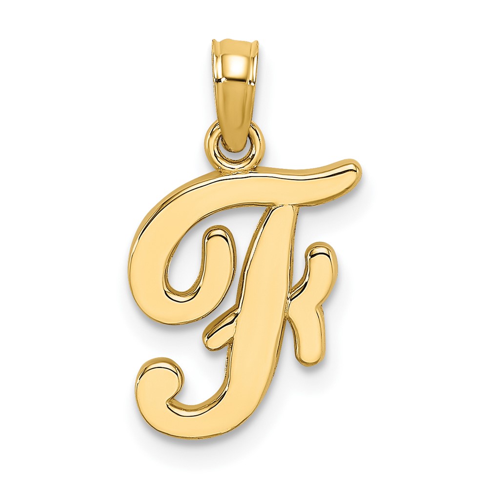 10K6422F.jpg 10K Polished F Script Initial Charm - Image 1