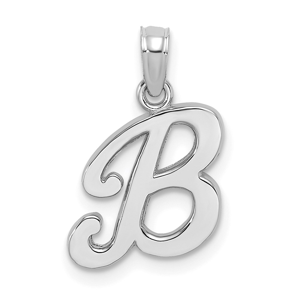 10K6422WB.jpg 10K White Gold Polished B Script Initial Charm - Image 1