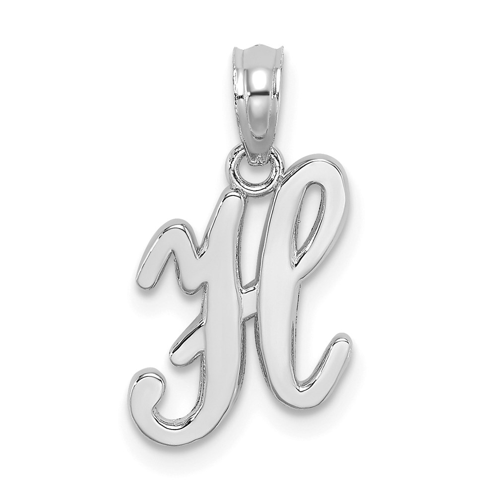 10K6422WH.jpg 10K White Gold Polished H Script Initial Charm - Image 1