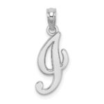 10K White Gold Polished I Script Initial Charm