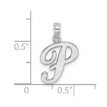 10K White Gold Polished P Script Initial Charm - Image 3