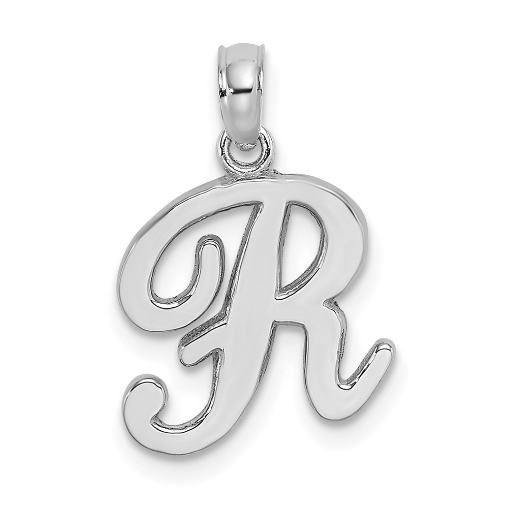 10K6422WR.jpg 10K White Gold Polished R Script Initial Charm - Image 1