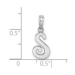10K White Gold Polished S Script Initial Charm - Image 3