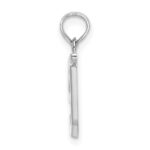 10K White Gold Polished T Script Initial Charm - Image 2