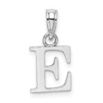 10K White Gold Polished E Block Initial Charm