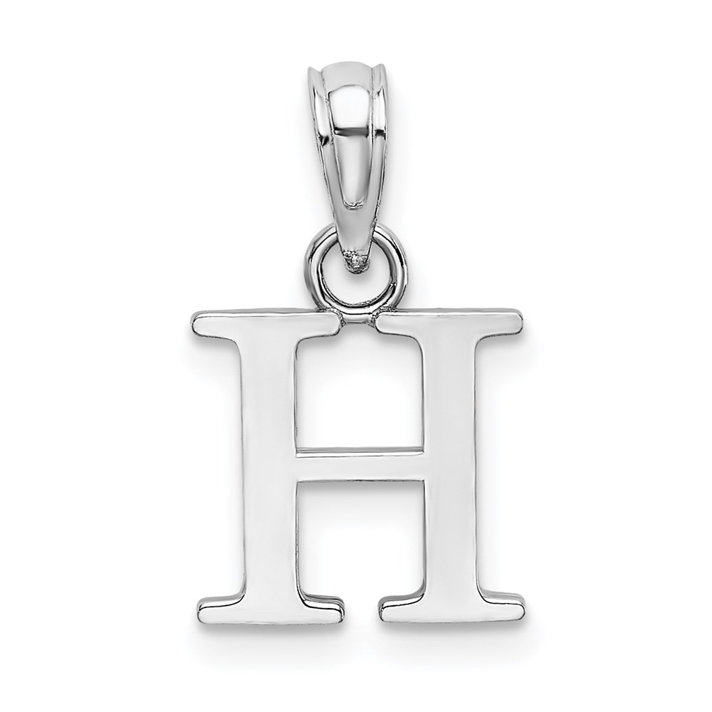 10K6423WH.jpg 10K White Gold Polished H Block Initial Charm - Image 1