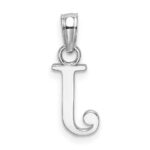 10K White Gold Polished J Block Initial Charm - Image 4