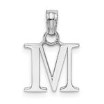 10K White Gold Polished M Block Initial Charm - Image 4