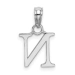 10K White Gold Polished N Block Initial Charm - Image 3
