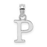 10K White Gold Polished P Block Initial Charm