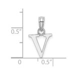 10K White Gold Polished V Block Initial Charm - Image 3