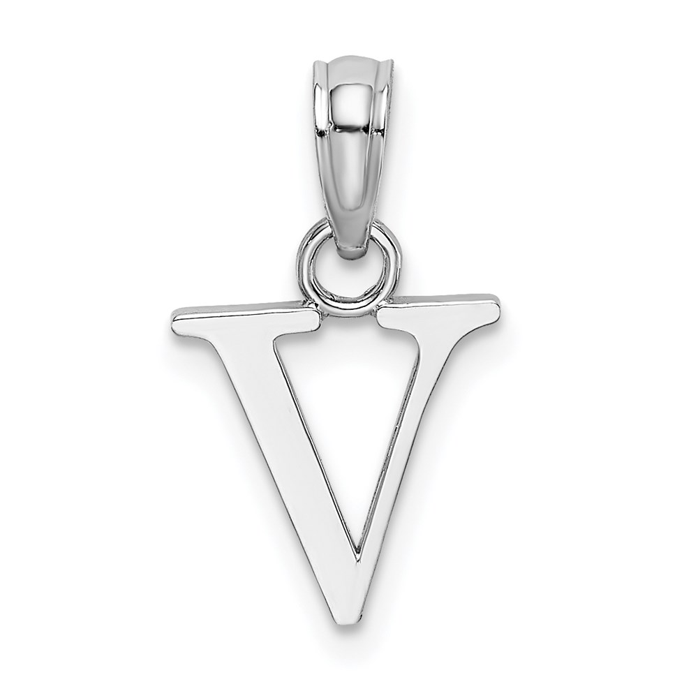 10K6423WV.jpg 10K White Gold Polished V Block Initial Charm - Image 1