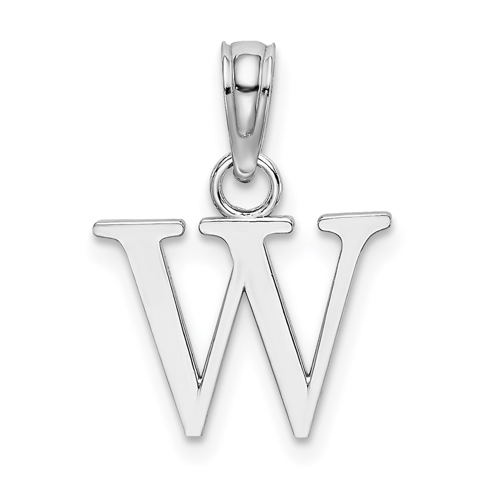 10K6423WW.jpg 10K White Gold Polished W Block Initial Charm - Image 1