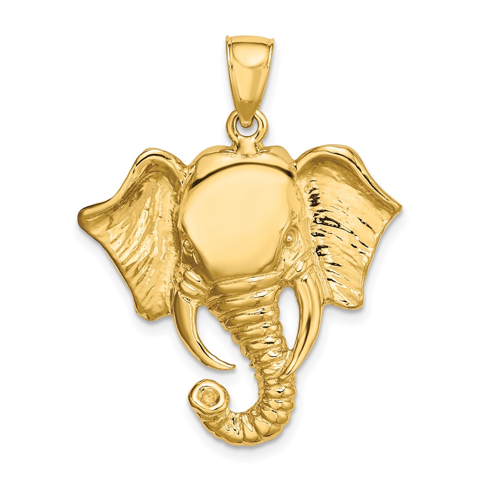 10K6449.jpg 10K 2-D Elephant Head w/ Twisted Trunk Charm - Image 1