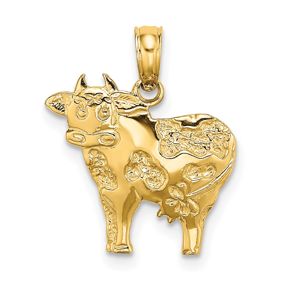 10K6454.jpg 10K 2-D Polished Playful Cow Charm - Image 1