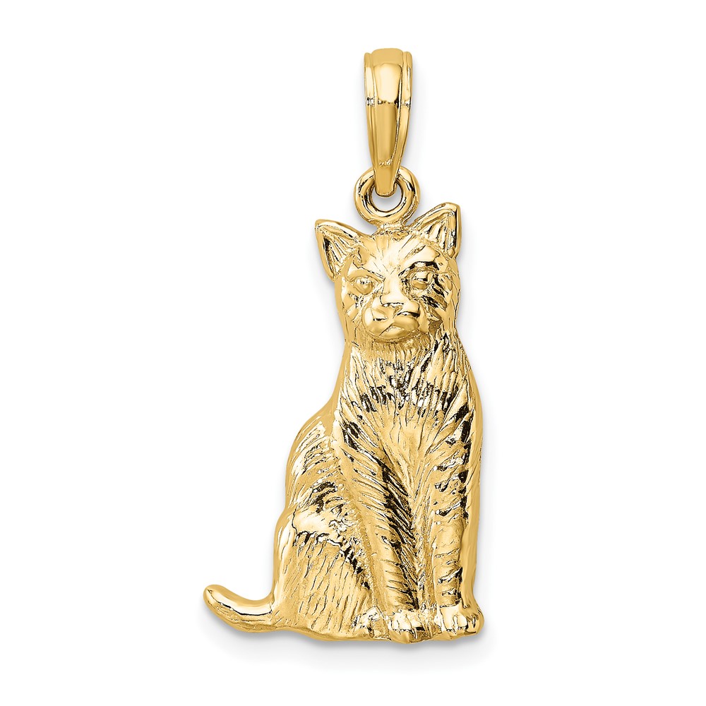 10K6471.jpg 10K Textured Sitting Cat Charm - Image 1