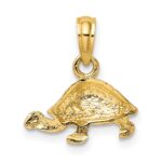 10K Polished and Engraved Mini Turtle Charm - Image 4