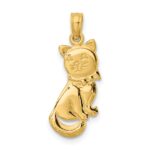 10K 3-D Polished Sitting Cat w/Bow Charm - Image 4