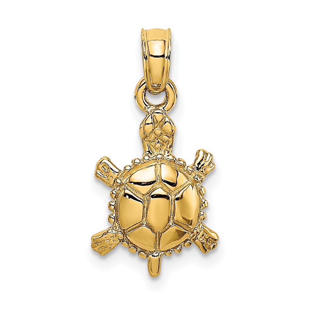 10K6611.jpg 10K 3-D Polished Land Turtle Charm - Image 1