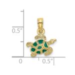 10K Textured and Enameled Sea Turtle Charm - Image 3