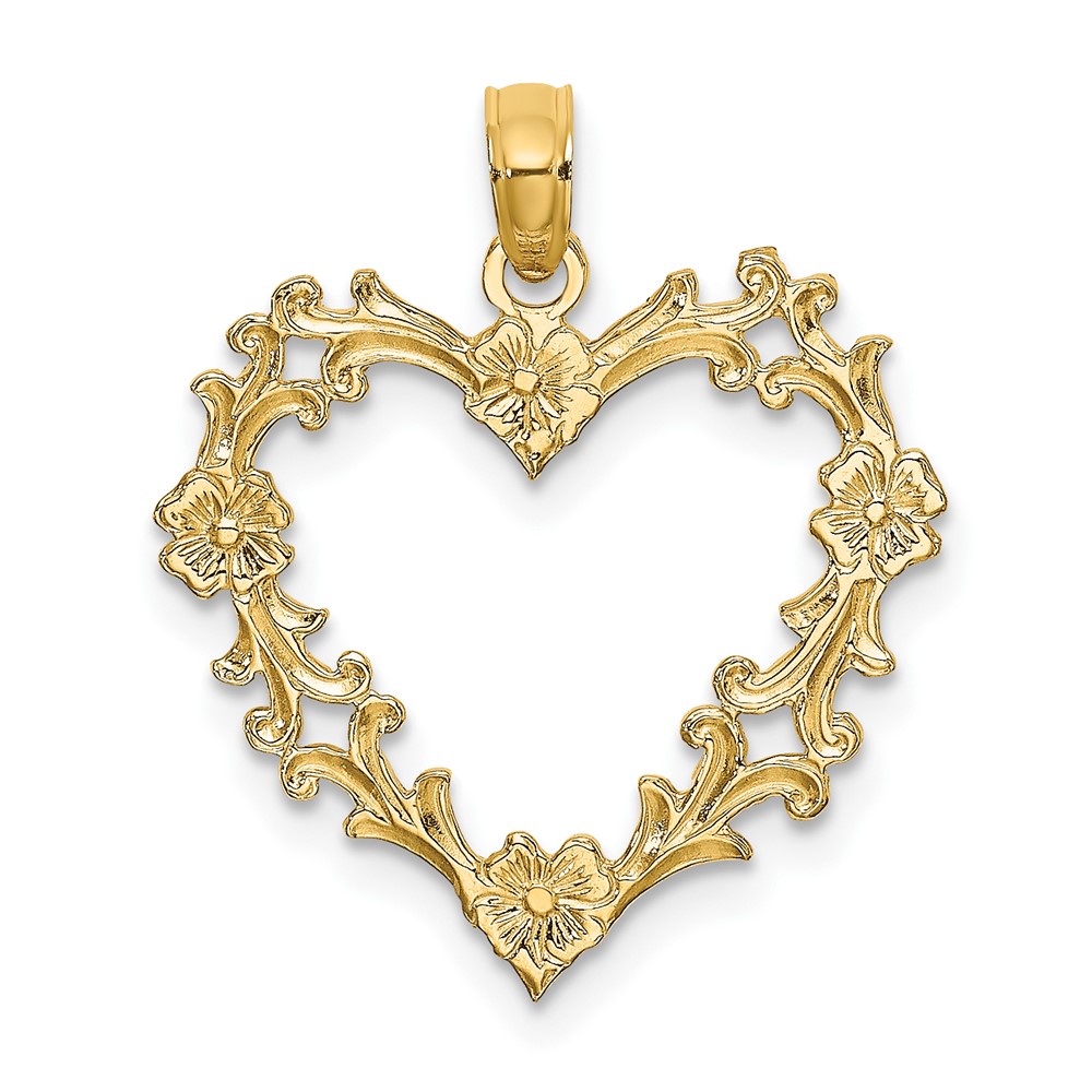 10K7107.jpg 10K Cut-Out Floral Heart Charm - Image 1