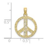 10K Flat Textured Peace Sign Charm - Image 3