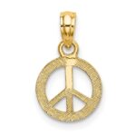 10K Flat and Textured Mini Peace Sign Charm - Image 4