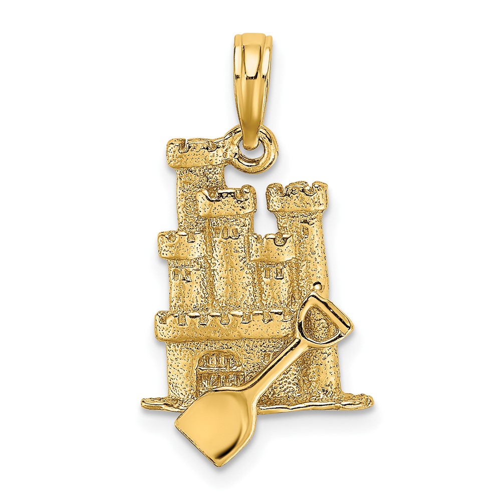 10K7207.jpg 10K 3-D Sand Castle w/ Shovel Charm - Image 1