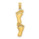 10K Polished Double Vertical Feet Charm