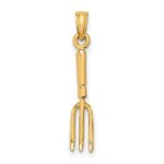 10K 3-D  Fork Garden Tool Charm