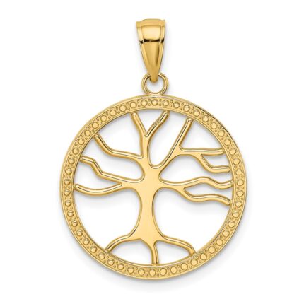 10K Large Tree Of Life In Round Frame Charm