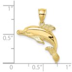 10K 2-D Polished and Engraved Dolphin Charm - Image 3