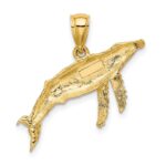 10K 2-D Textured Whale Charm - Image 4