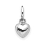 10k White Gold Solid Polished Plain Puffed Heart Charm