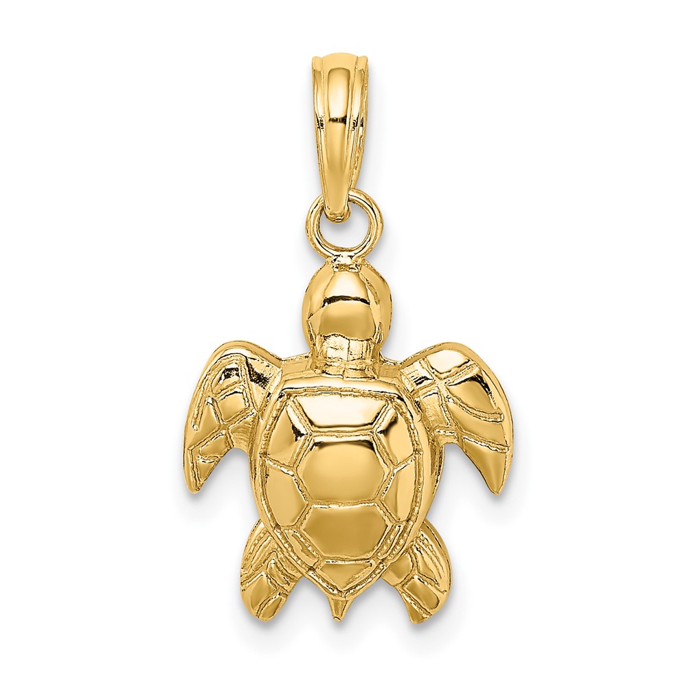 10K7662.jpg 10K 2-D Textured Sea Turtle Charm - Image 1