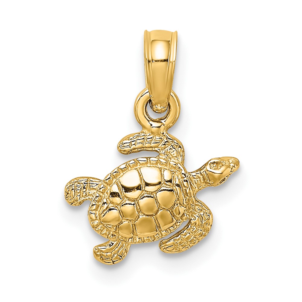 10K7697.jpg 10K Textured Sea Turtle Charm - Image 1