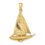 10K 3-D Polished Sailboat Charm - Image 4