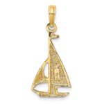 10K 2-D Polished Sailboat Charm - Image 4