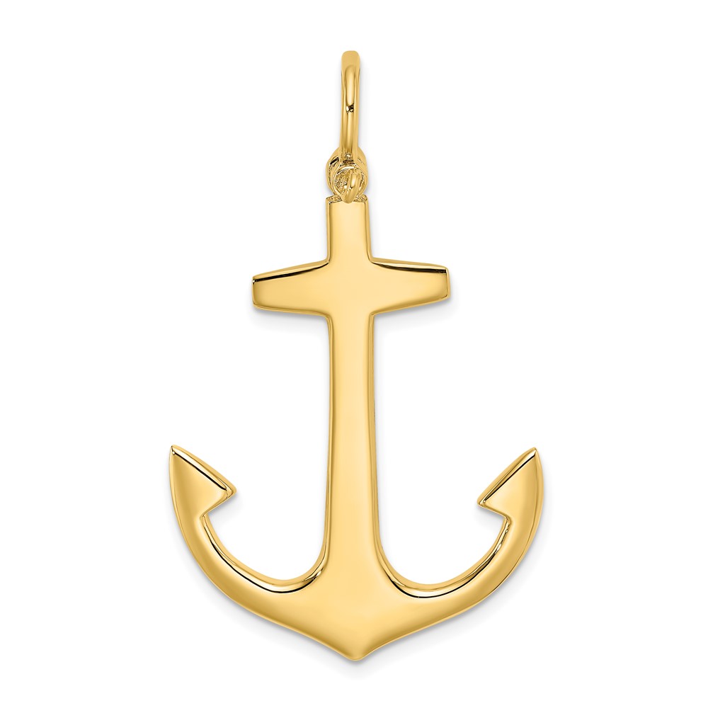 10K7877.jpg 10K 3-D Polished Large Anchor Charm - Image 1