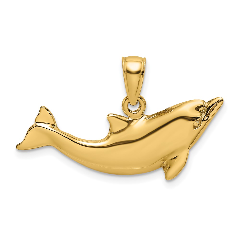 10K7890.jpg 10K 2-D Polished Dolphin Charm - Image 1