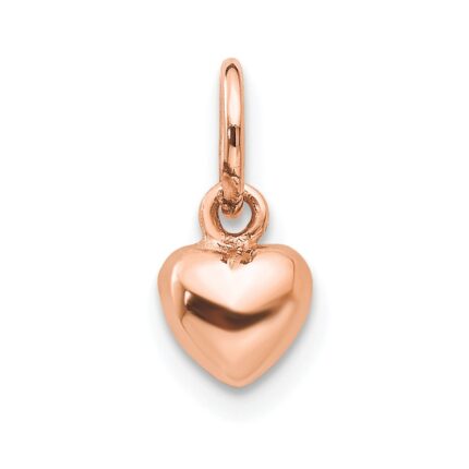 10K Rose Gold Polished 3-D Heart Charm