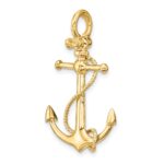 10K 3-D Anchor W/Long T Bar and Shackle Bail Charm - Image 5