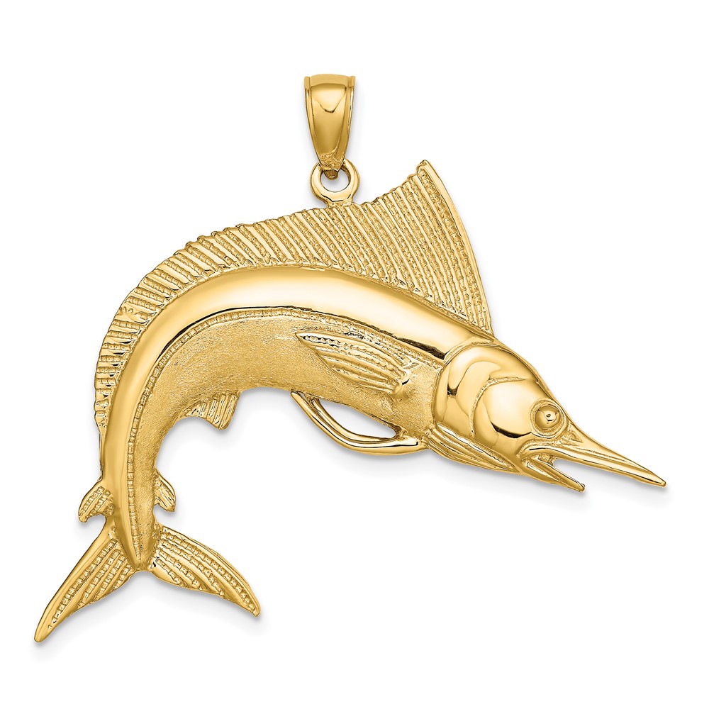10K8112.jpg 10K 2-D Polished / Satin STRIPED MARLIN Charm - Image 1