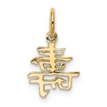 10k Solid Polished Chinese Long Life Charm - Image 4