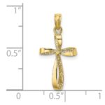 10K 3-D Engraved Polished Twisted Cross Charm - Image 3