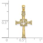 10K Polished and Engraved Cross and Dove Charm - Image 3
