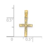 10K Polished and Engraved Mini Cross W/ Flower Charm - Image 3