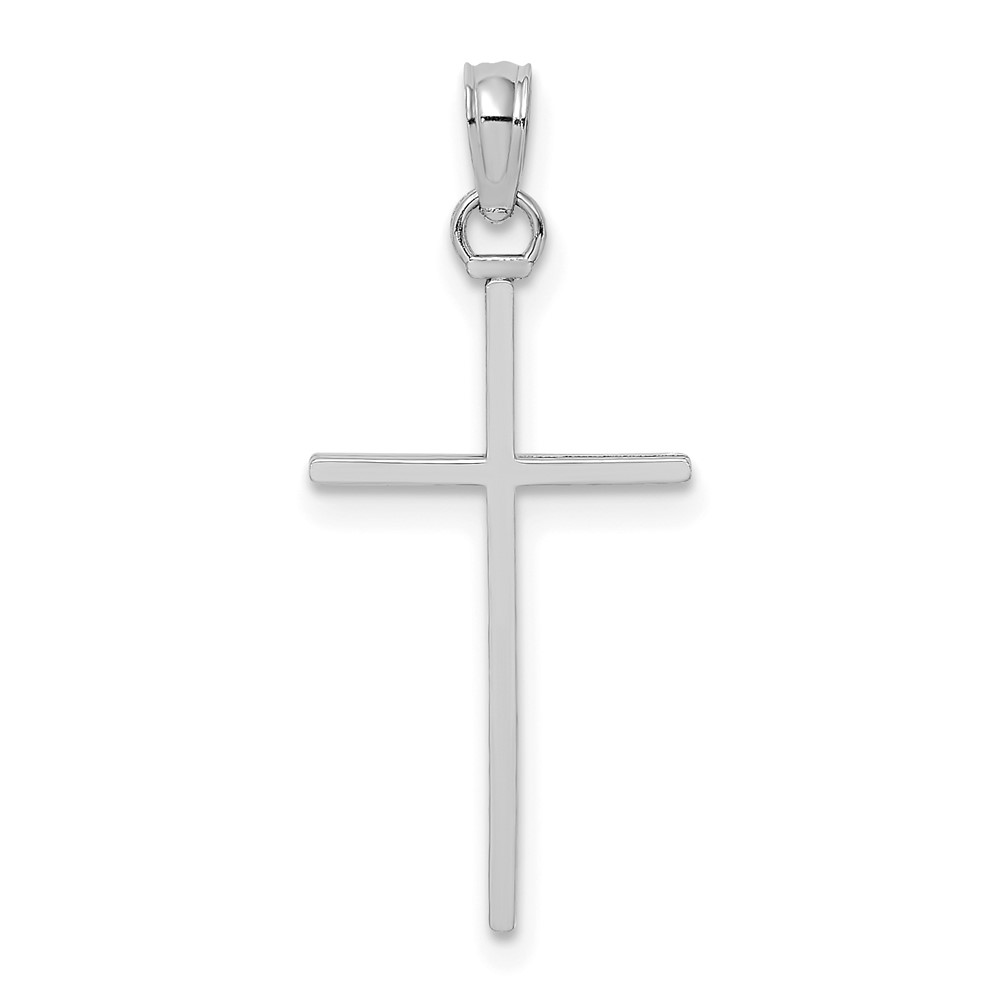10K8404W.jpg 10K White Gold 3-D and Polished Stick Cross Charm - Image 1