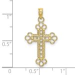 10K Textured and Cut-Out W/ Rope Frame Block Cross Charm - Image 3