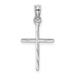 10K White Gold D/C and Polished Cross Charm